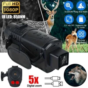 Hunting IR 850nm Monocular Day/Night Vision Device 5x Digital Zoom 1080P Camera - Picture 1 of 14