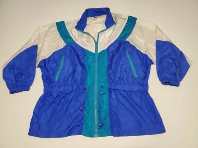 Chaqueta cortavientos vintage Pro Spirit Colorblock azul blanco verde azulado, mediana [EL10] Foto 1 de 4