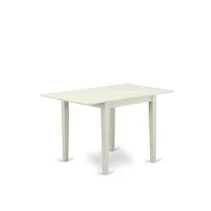 3-Piece Linen White Finish Solid Wood Top Dining Table Set - Picture 1 of 4