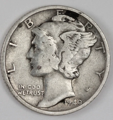 1940-s/s Mercury Head Dime.  Error.  Double  Mint Mark.  (Inventory A) Cover