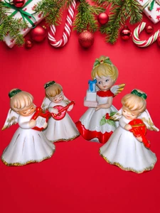 Vintage Lefton & Homco Christmas Angel Figurines Lot of 4 Japan Decor - Picture 1 of 15