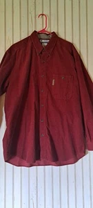 Mens Columbia Shirt Maroon Long Sleeve Corduroy Button Down Heavyweight XL - Picture 1 of 8