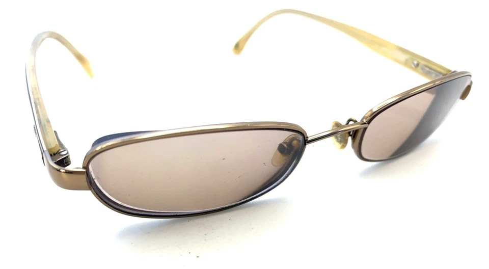 Monturas de gafas de metal ovaladas marrón bronce Emporio Armani 51-18 diseñador italiano Foto 1 de 4