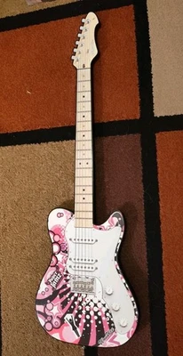 WowWee Paper Jamz Guitar Pink & White, Series 2 Style 3 - Image 1 of 4