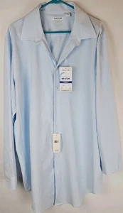 Men's Haggar Slim Fit Smart Wash Performance Comfort Shirt Light Blue 18 37/39T - Picture 1 of 14