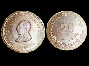 1915 MEXICO Oaxaca 20 Centavos Revolution Copper Pretty AU + Lustros RB - Picture 1 of 2