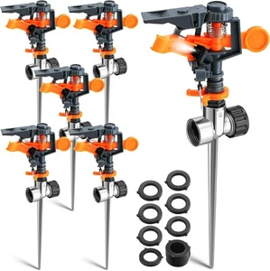 Pulsating Metal Spike Sprinkler with Adjustable Rotating Black and Orange - Picture 1 of 7
