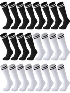 12 Pairs Soccer Socks for Kids 5-12 Years Old, Kids Football Socks, White and... - Picture 1 of 7