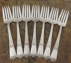 Wallace Lenox Set of 7 Salad Forks Deerfield Vtg Silverplate Flatware Lot A - Picture 1 of 5