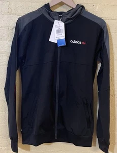Adidas Youth Boys Full Zip Hoodie Size XL Black Gray Poly FZ HD HN8103 NWT - Picture 1 of 6