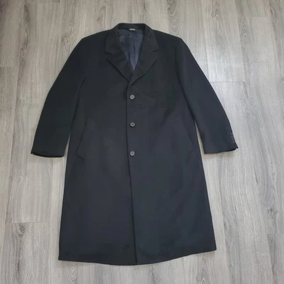 Loro Piana Coat Mens 46R Black Cashmere Full Length Overcoat Classic Timeless - Image 1 of 4