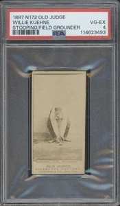 1887 N172 Goodwin Old Judge Stooping Field Grounder Willie Kuehne VG-EX PSA 4 - Picture 1 of 2