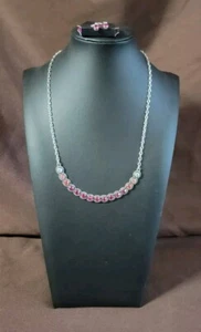 Paparazzi Throwing Shades Pink Necklace And Earrings - Picture 1 of 5