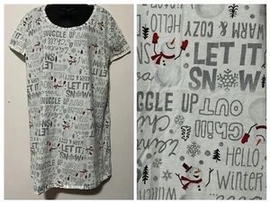 WHITE STAG Short Cotton NightGown Woman Size XL Short Sleeves Snowman Theme - Picture 1 of 11