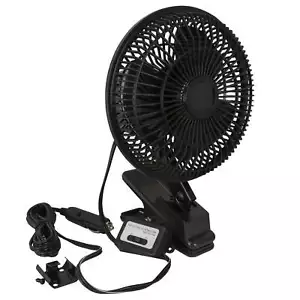 Black 12-Volt 6" Car Clip-on or Dash Mount Fan Easy To Install - Picture 1 of 8