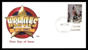 Mayfairstamps US FDC 2002 Firefighters Raising Flag Ground Zero First Day Cover - Picture 1 of 2