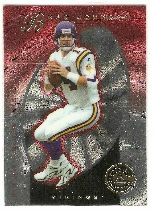 BRAD JOHNSON 1997 PINNACLE TOTALLY CERTIFIED 116 PLATINUM RED SERIAL #/4999 - Image 1 of 1