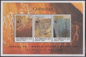 AZERBAIYÁN SC # 674a-c MNH S/S de 3 EMITIDO PARA EXPOSICIÓN DE SELLOS INT'L de Israel '98 - Imagen 1 de 1