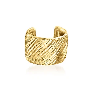Ross-Simons 14kt Yellow Gold Cross-Hatched Single Ear Cuff - Picture 1 of 6