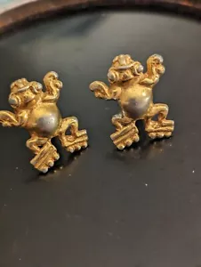 Unique Vintage Alva Studios Gold Tone Frog Cufflinks  - Picture 1 of 5