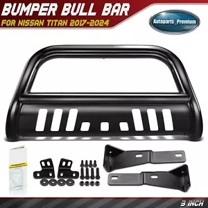 3" Bull Bar Front Bumper Grille Guard with Skid Plate for Nissan TITAN 2017-2024 - Picture 1 of 11