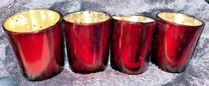 4 Red Mercury Glass Votive Candle Holders Tea Light Holders PIER 1 - Picture 1 of 2