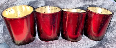 4 Red Mercury Glass Votive Candle Holders Tea Light Holders PIER 1 - Image 1 of 2