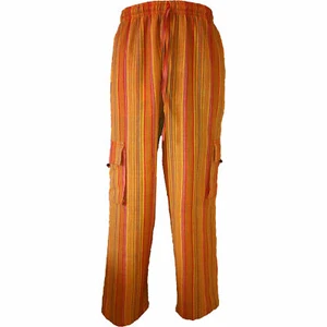 Hippie Boho entspannte Cargohose in GELBEN Streifen, entspannte Passform - Bild 1 von 2