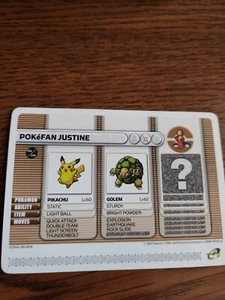 Pokefan justine 2003 Pokémon Game Boy Advance Battle E Reader Card - Picture 1 of 2