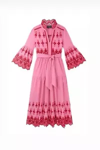 Abito midi Wyse Freya svasato manica taglio rosa rosso taglia 2 UK 10 - Foto 1 di 9