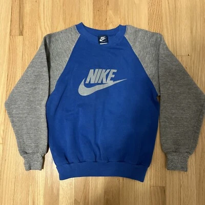 Vintage Nike Sweatshirt Youth Large Made In USA 80s Big Swoosh - Image 1 of 4