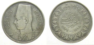 *TRIU* EGITTO FAROUK 10 PIASTRE 1939 IN ARGENTO - Picture 1 of 1