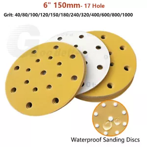 Wet & Dry Sanding Discs 150mm 6 inch Sandpaper Hook & Loop 40-1000 Grit 17 Hole - Picture 1 of 11