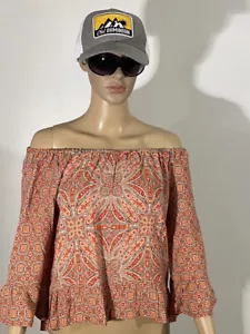 Sanctuary Women's Top Size XS Off-The-Shoulder Peasant Ruffle Blouse Multi - Picture 1 of 11