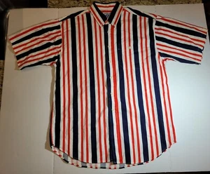Cambridge Classics Men Size Large Shirt Red Blue White Striped Vintage 90s - Picture 1 of 6