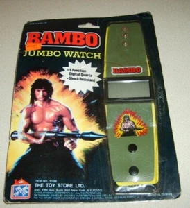 Muy RARO RELOJ DE PULSERA JUMBO RAMBO JUGUETE EN PAQUETE AÑOS 1980 MOSC - Imagen 1 de 9
