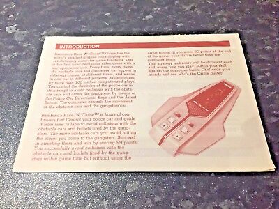 Bambino Race 'N Chase Vintage 1980's VFD Handheld Electronic Game Instructions 