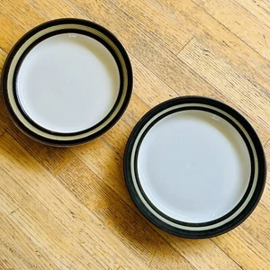 Arabia Finland Karelien braun grau handbemalt Steinzeug 10" Teller, 2er Set - Bild 1 von 7