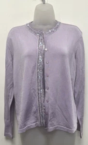 NEW! M&S Marks & Spencer UK18 lilac long-sleeve cardigan with beads and sequins - Picture 1 of 13