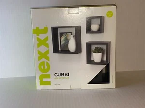 Nexxt Cubbi Floating Wall Shelf Set Black Finish: Set of 3 - Picture 1 of 4