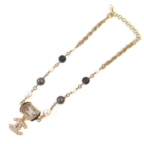 Collana Chanel Donna CC Mark Pearl Strass Oro Nero Bianco Grigio NUOVA CON Scatola