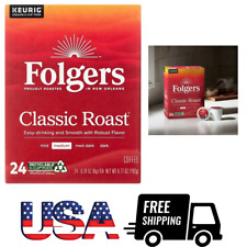 Folgers Classic Medium Roast Coffee, Keurig K-Cup Pods Brewers, 24 Count