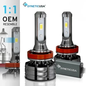 New Syneticusa H11 LED Headlight Fog Light Bulbs Kit Hi Low Beam 6000k White - Picture 1 of 10
