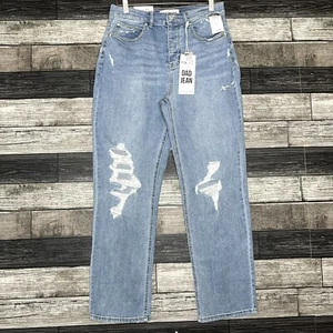 NEU Rue 21 Dad Jeans Junior Größe 3 hoher Bund gerades Bein entspannt helle Waschung - Bild 1 von 12