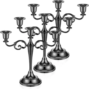 3 Pcs 3 Arm Metal Candelabra Candlestick Holders 10.24 Inch Tall Candlestick Hol - Picture 1 of 12