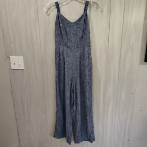 Old Navy Jumpsuit Linen Rayon Blend Womens Blue Chambray Spaghetti Strap Size XS - Picture 1 of 10