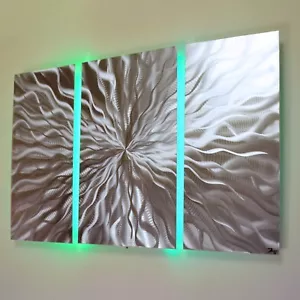 Moderno Abstracto Metal Pared Arte Cambio Color LED Iluminación Pintura Hogar Decoración - Imagen 1 de 8