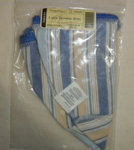 Longaberger LG Triangle Bowl Basket Fabric Liner in Cabana Blue Stripe #23658295 Cover