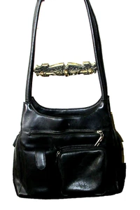 CHEROKEE purse handbag bag black 12x10" + plus handles 10 + compartments (clst) - Picture 1 of 8