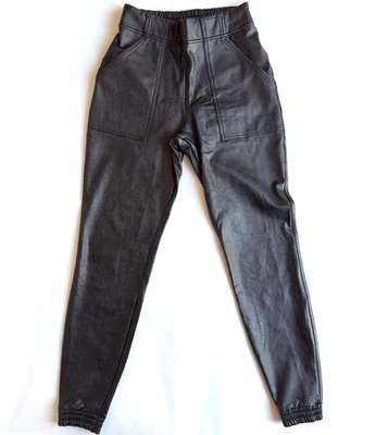 NWOT SPANX Black Faux Leather Jogger Pants-Elastic Waistband-Women's Size Small - Image 1 of 4